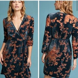 Eri & Ali Anthropologie Burnout Wrap Dress SP